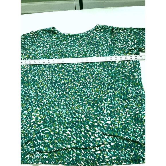 Susan Graver Liquid Knit Modern Essentials Top 2XP Abstract Green Office Mature - Picture 5 of 7